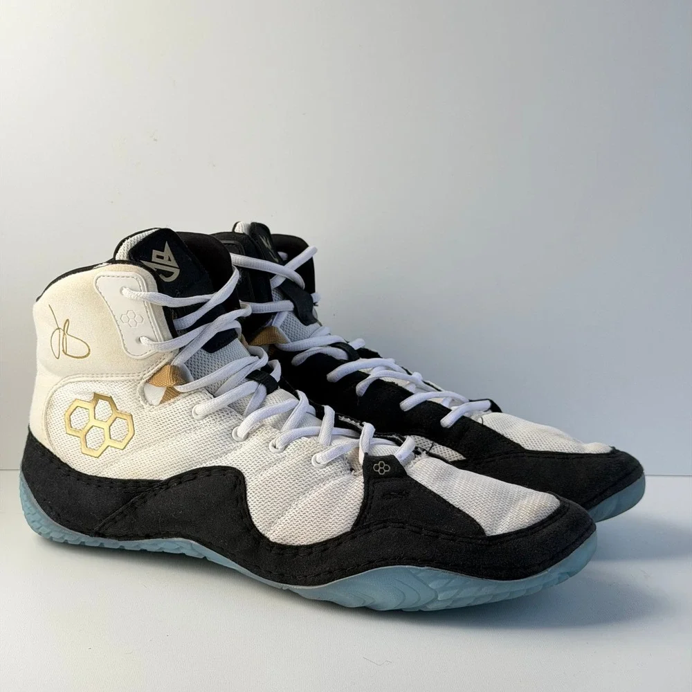 Rudis JB Alpha Wrestling Shoes Mens 13 White Black Gold Boxing Training